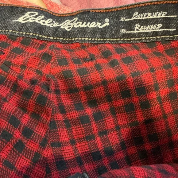 🌹 Eddie Bauer Flannel Lined Blue Denim Jeans - Size 14 - Picture 4 of 6